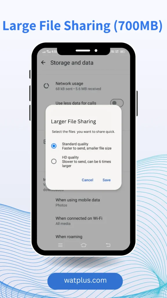 WhatsApp Plus Large File Sharing (700MB) watplus.com