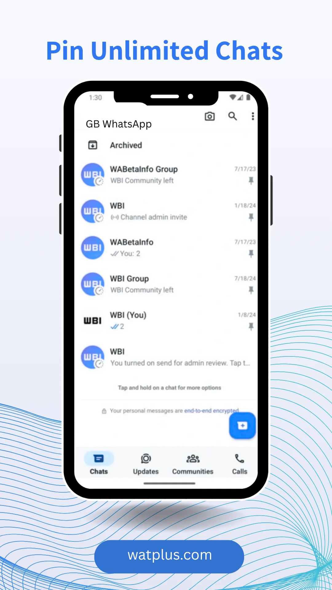 WhatsApp Plus Pin Unlimited Chats watplus.com