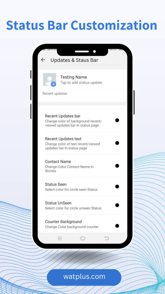 WhatsApp Plus Status Bar Customizations watplus.com