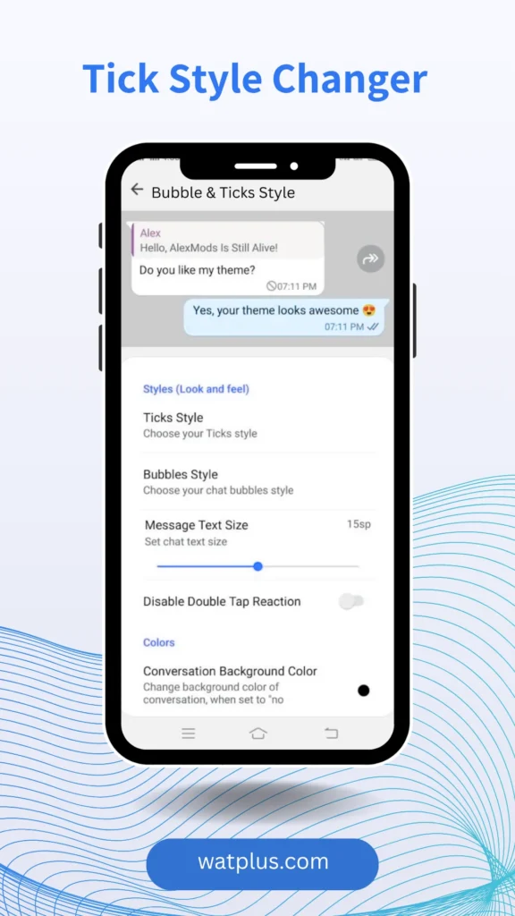 WhatsApp Plus tick style changer watplus.com